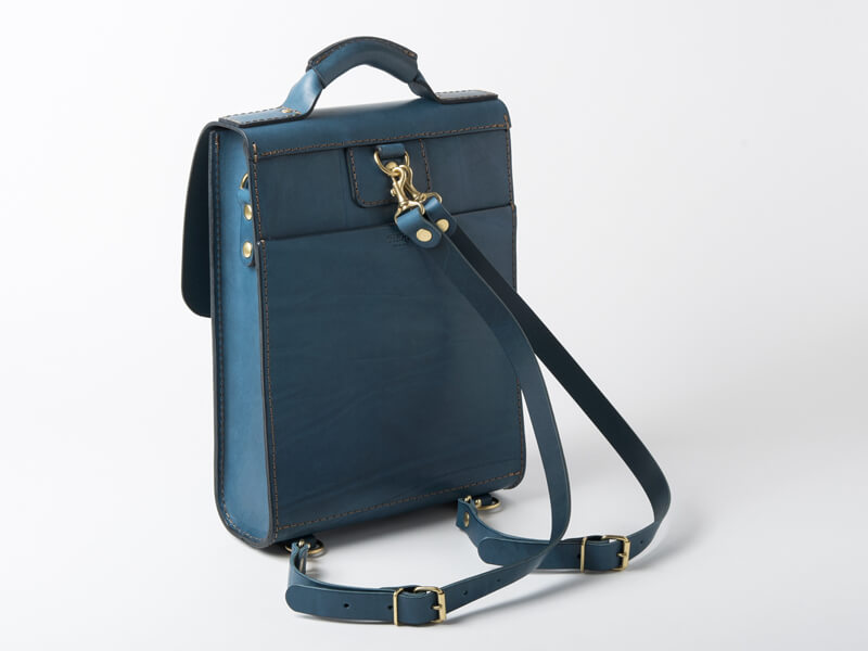 デニムブルー特別仕様の3way縦型バッグ「革鞄のHERZ(ヘルツ)公式通販」