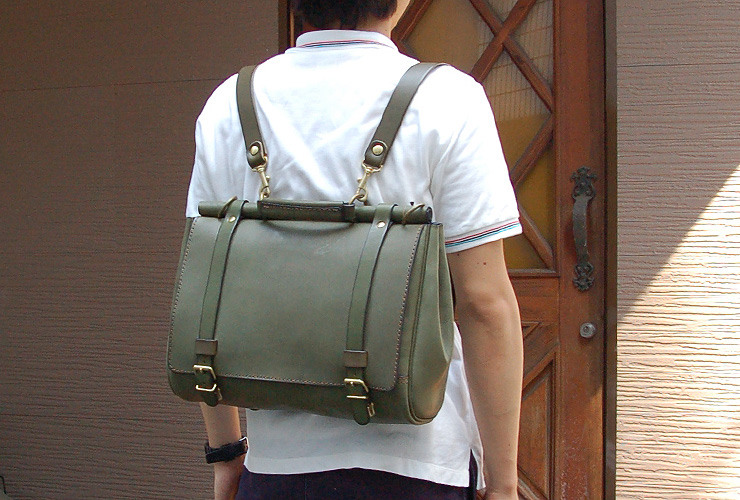 一点モノ・焼印鞄】棒屋根かぶせバッグ(BR-C-147-MH)の手作り革鞄